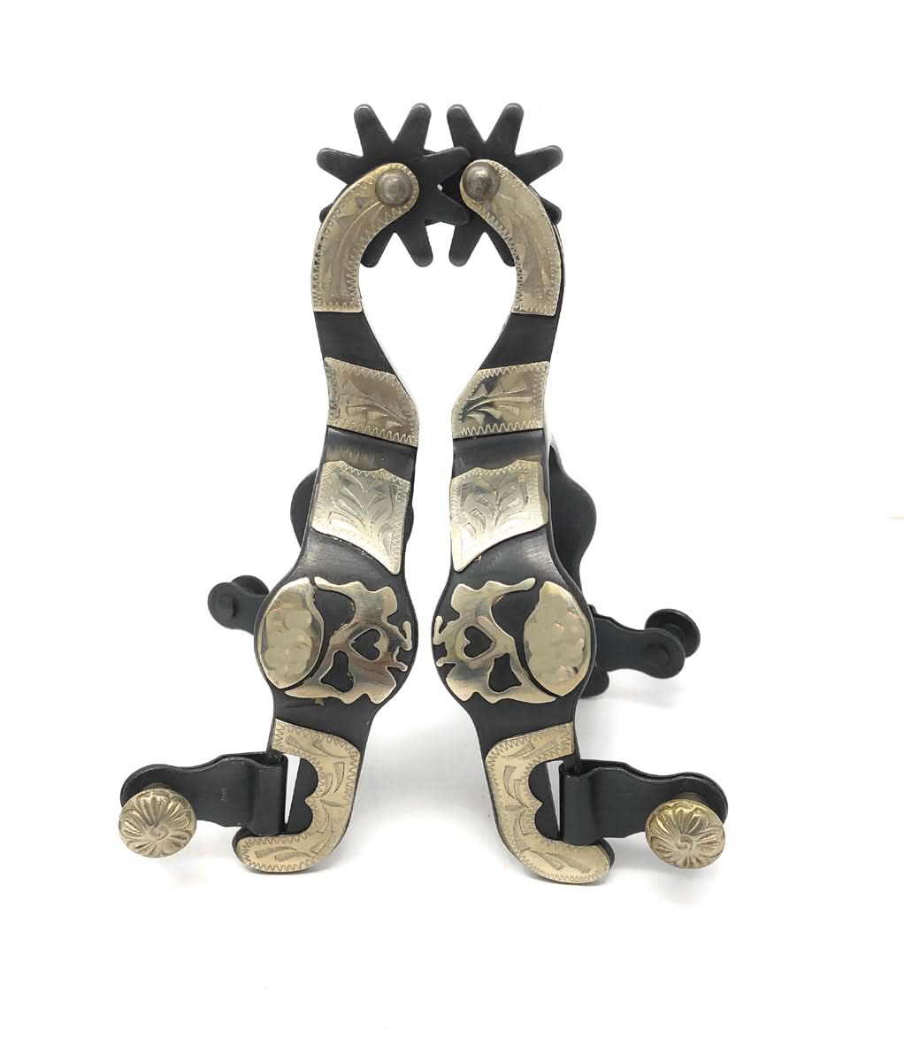 AJ Tack Men's Antique Brown Pirate Skull Spurs