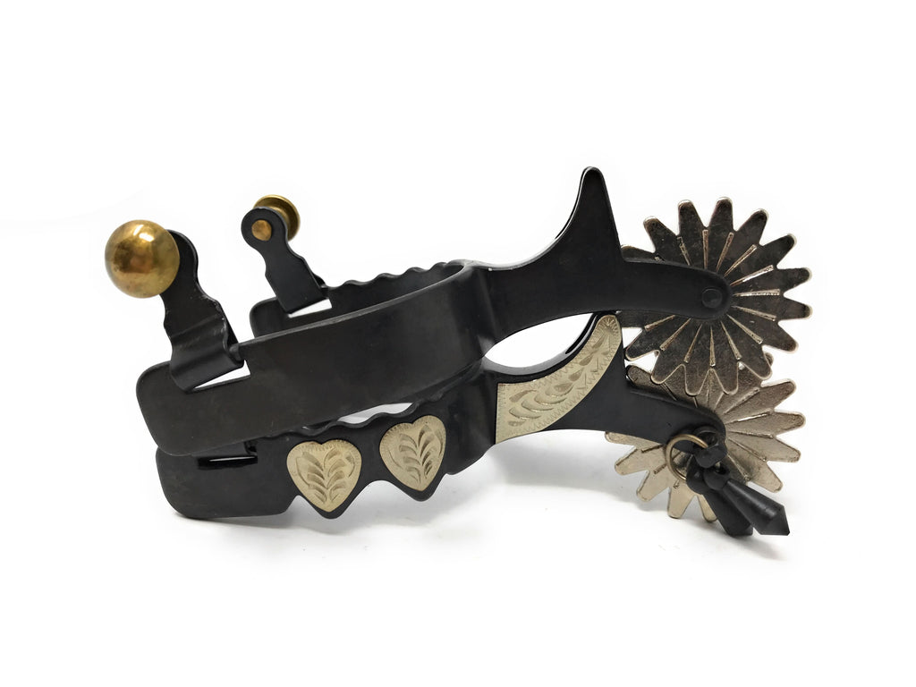 AJ Tack Youth Antique Brown Hearts Spurs
