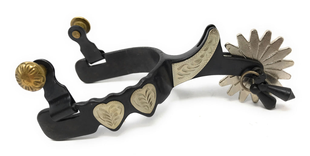 AJ Tack Youth Antique Brown Hearts Spurs