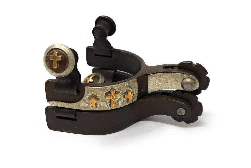 AJ Tack Baby Antique Brown Three Cross Spurs