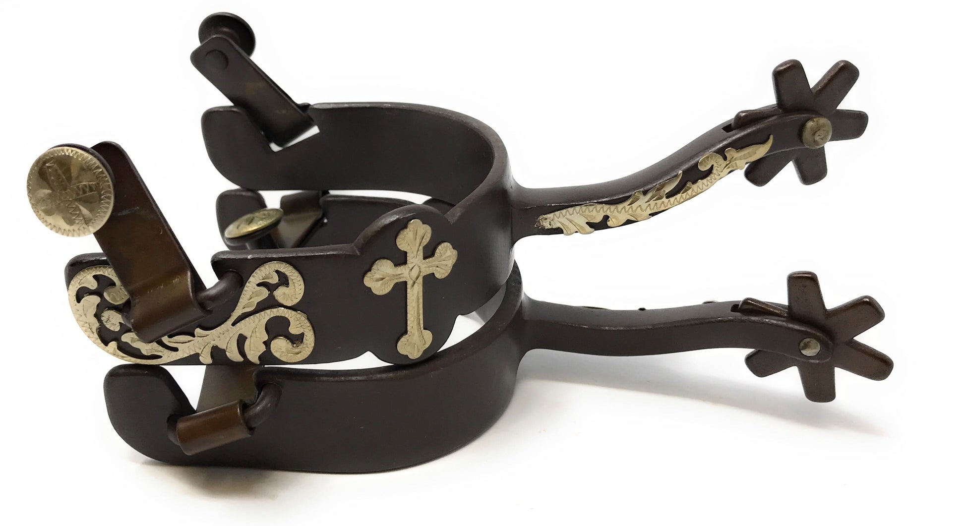 AJ Tack Men's Antique Brown Cross Offset Spurs