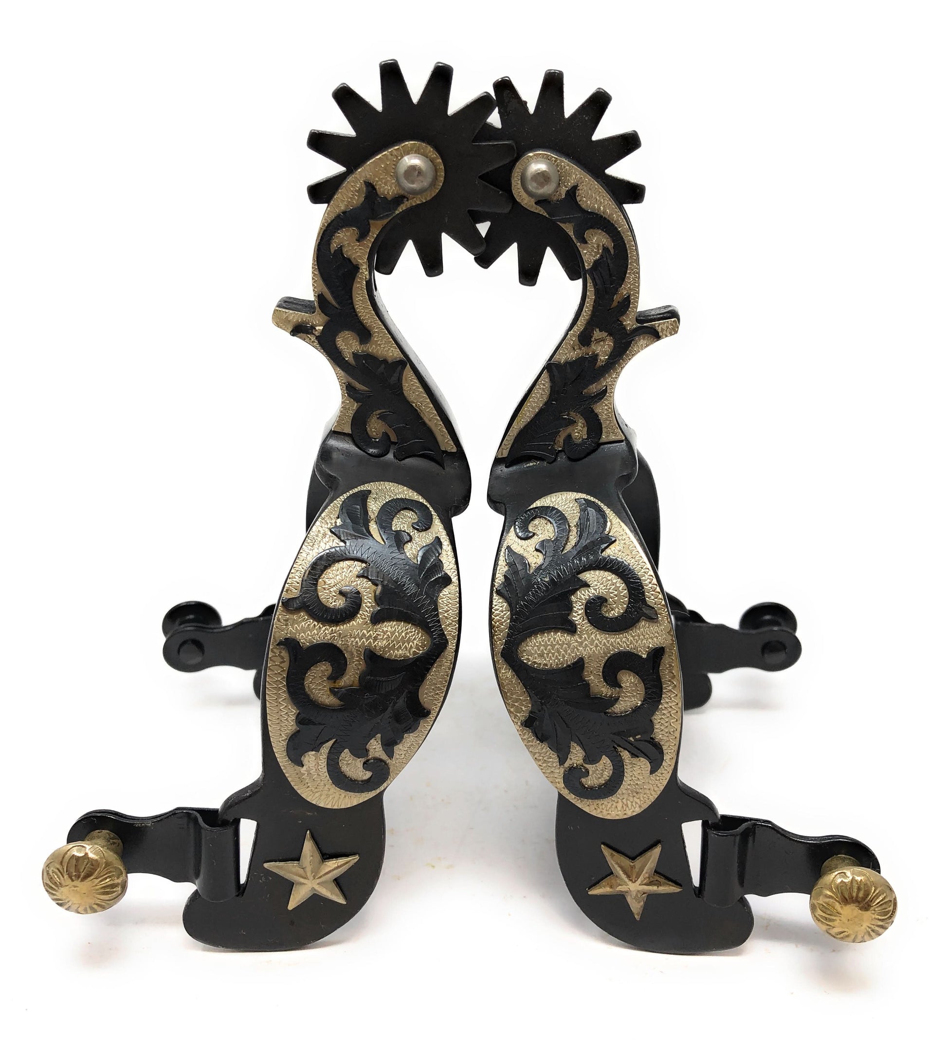 AJ Tack Men's Antique Brown Star and Floral Spurs