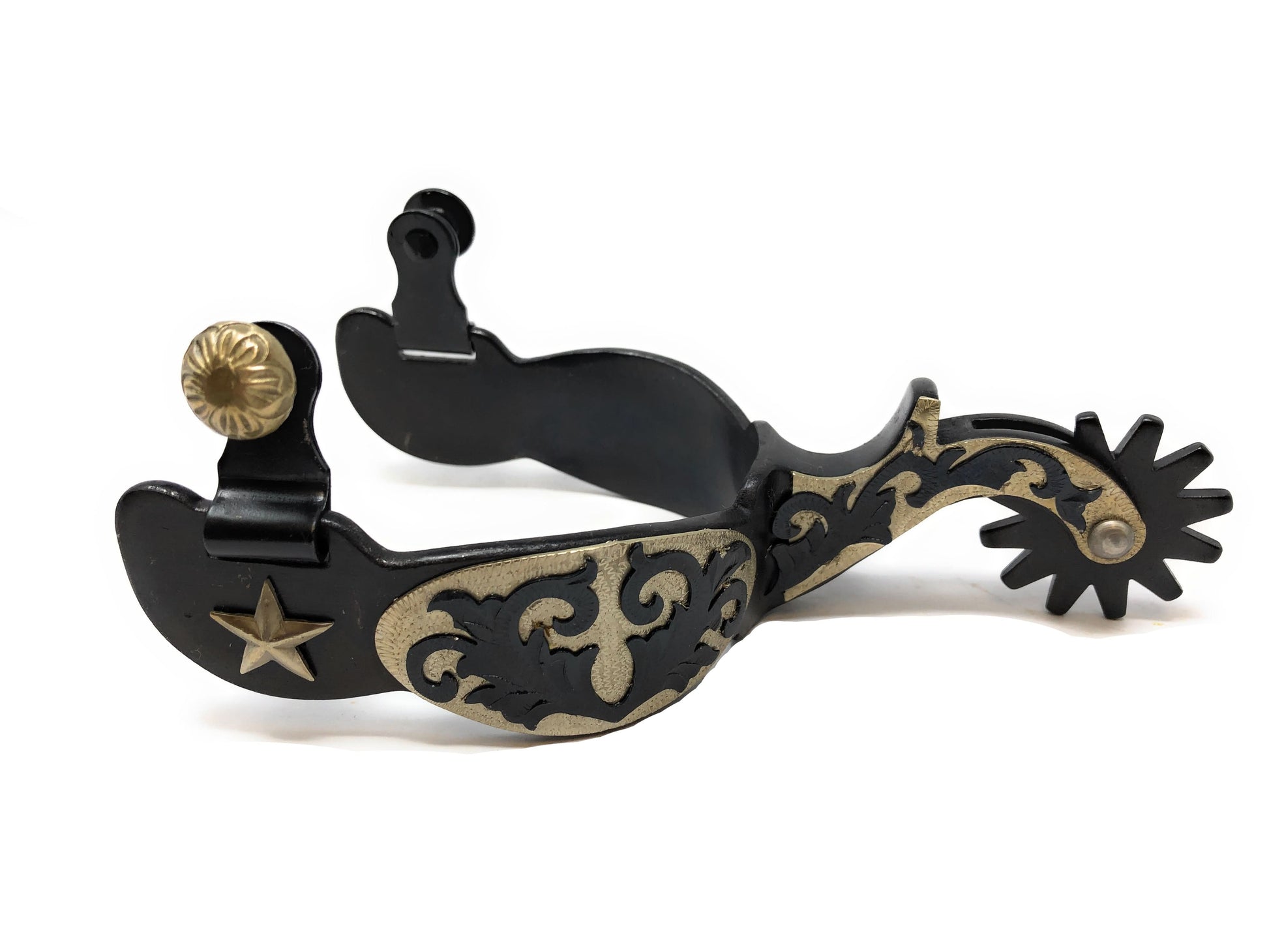 AJ Tack Men's Antique Brown Star and Floral Spurs