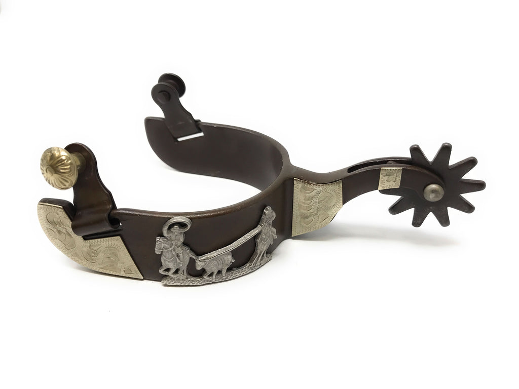 AJ Tack Men's Antique Brown Team Roping Spurs