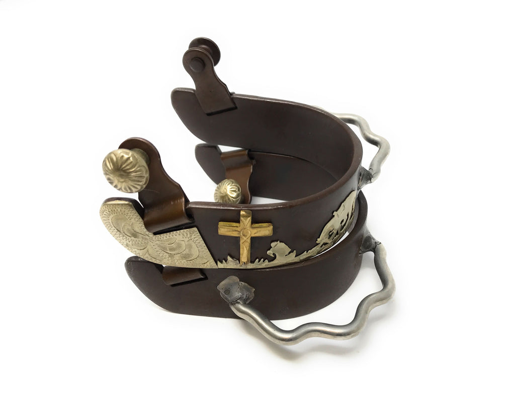 AJ Tack Ladies Antique Brown Praying Cowboy Bumper Spurs