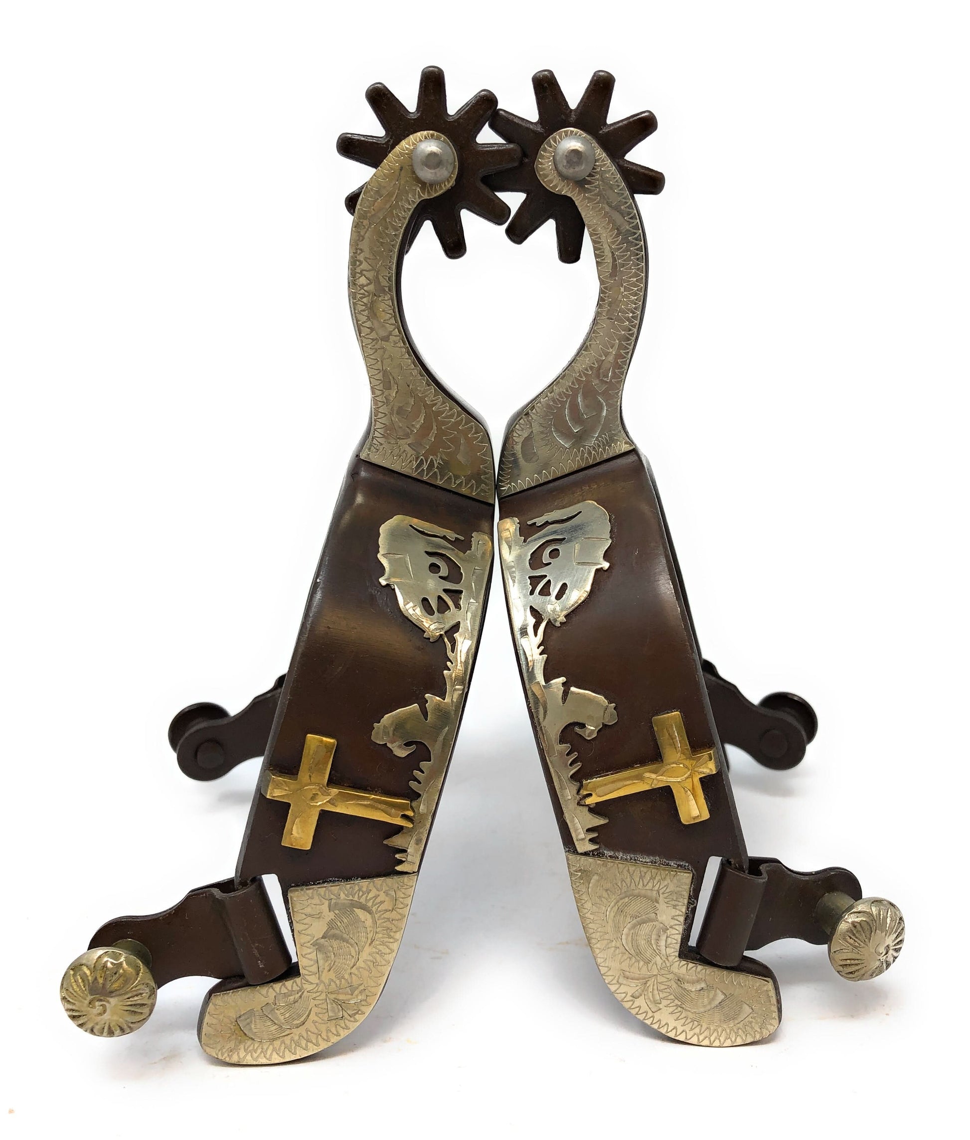 AJ Tack Praying Cowboy Antique Brown Spurs