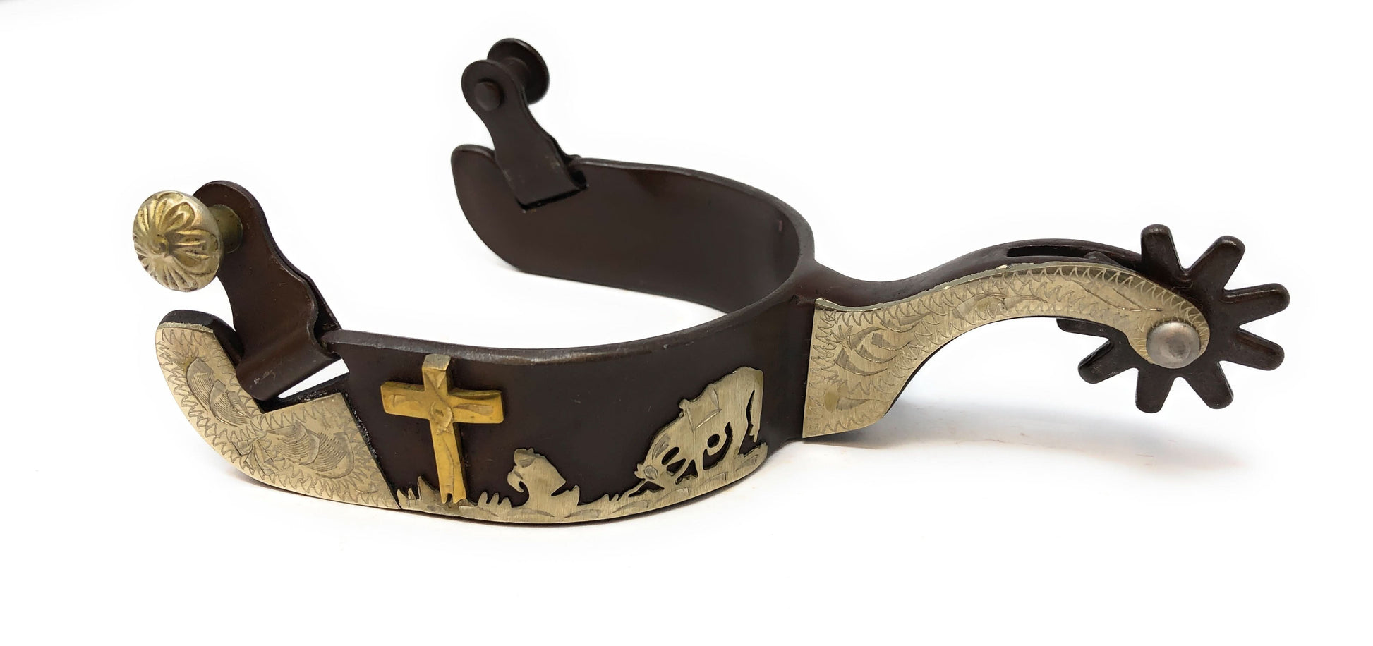 AJ Tack Praying Cowboy Antique Brown Spurs