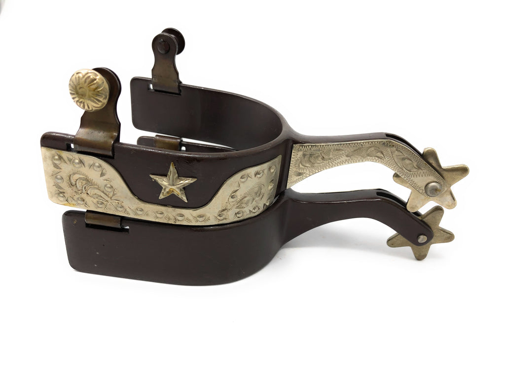 AJ Tack Men's Antique Brown Star and Dots Show Spurs