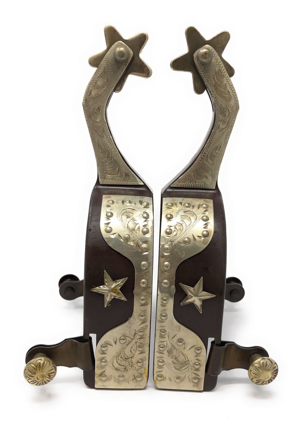 AJ Tack Men's Antique Brown Star and Dots Show Spurs