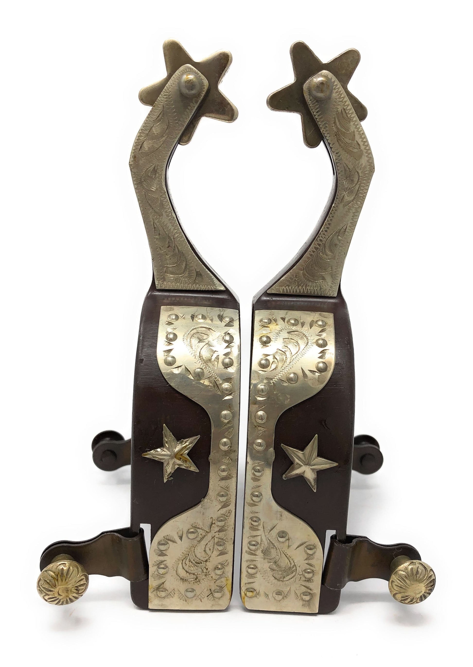 AJ Tack Men's Antique Brown Star and Dots Show Spurs