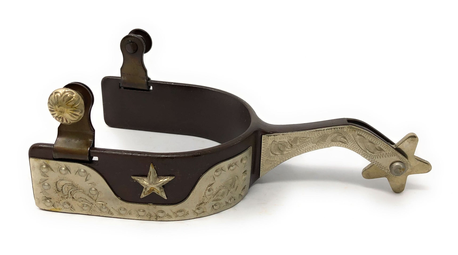 AJ Tack Men's Antique Brown Star and Dots Show Spurs