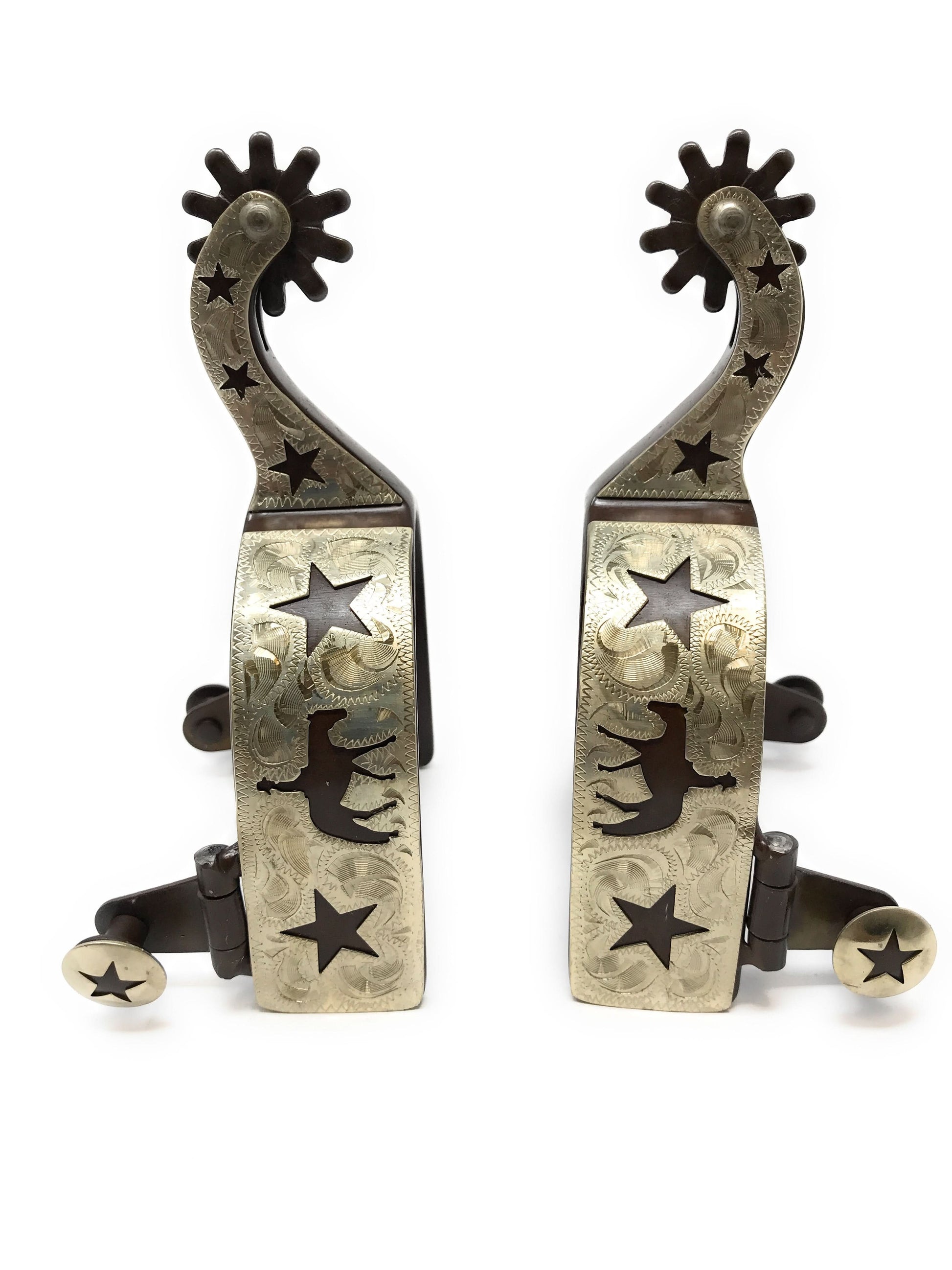 AJ Tack Men's Antique Brown Pleasure Horse and Stars Spurs