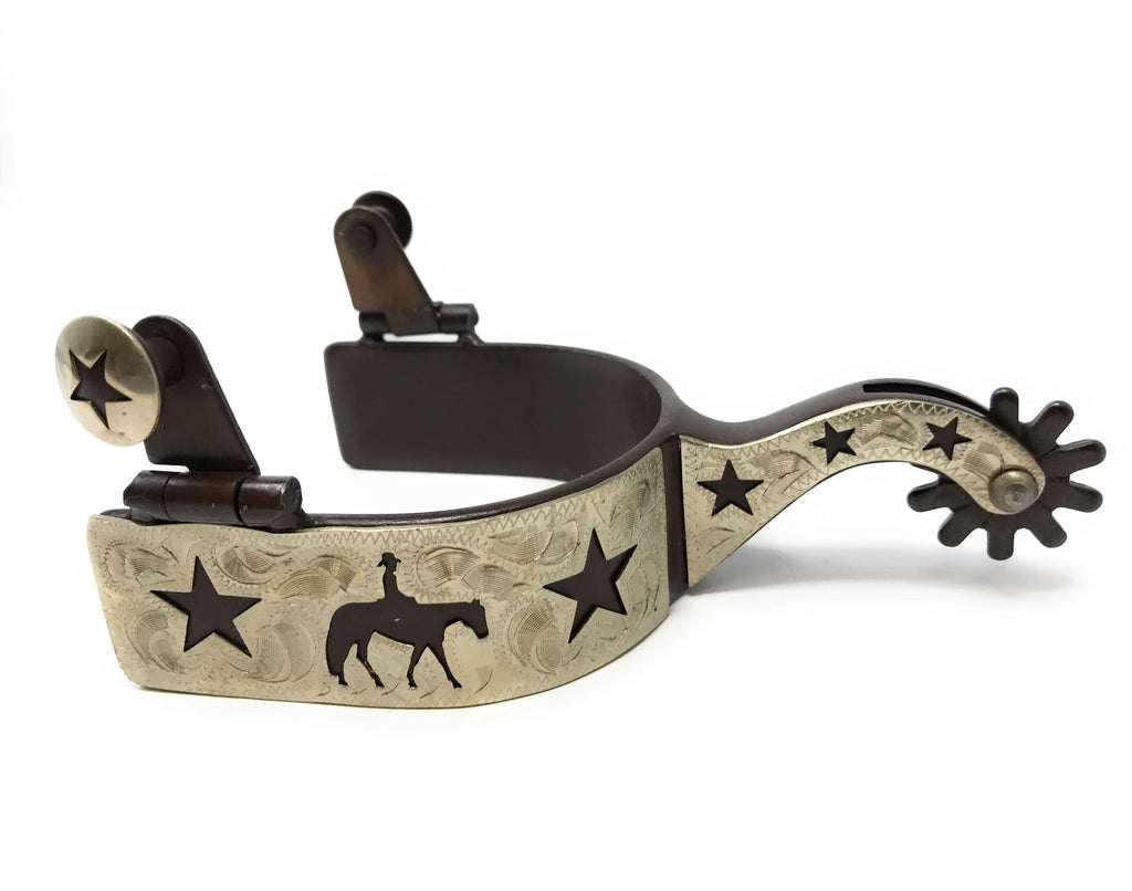 AJ Tack Men's Antique Brown Pleasure Horse and Stars Spurs