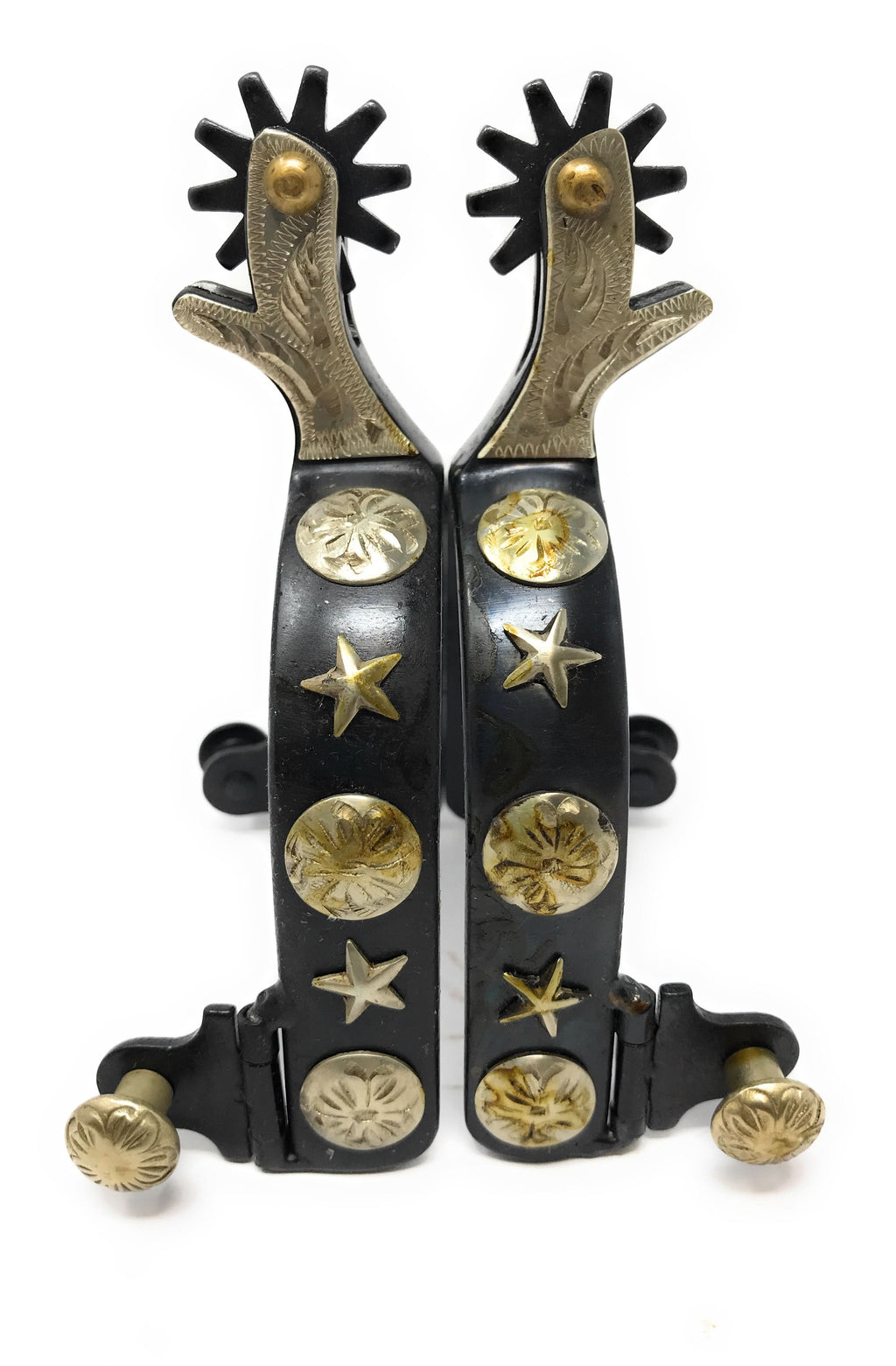 AJ Tack Men's Antique Brown Stars and Flowers Spurs