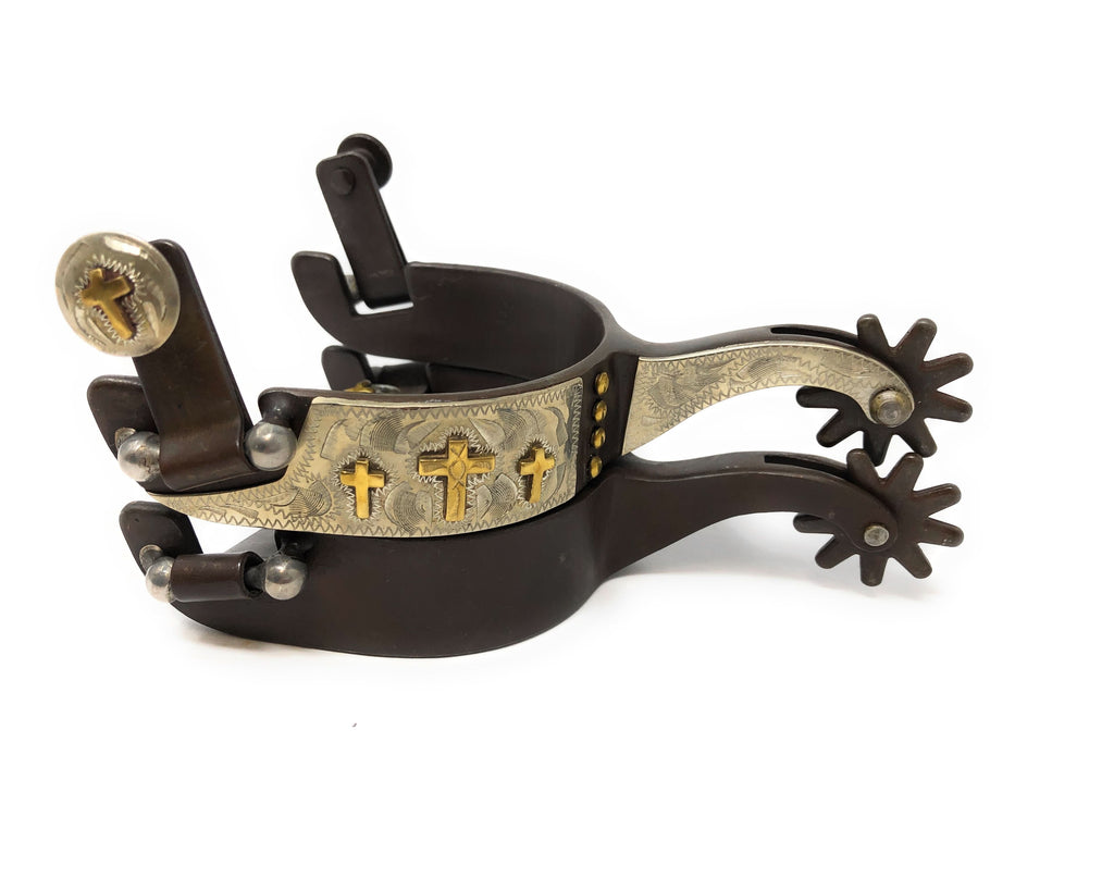 AJ Tack Youth Antique Brown Three Cross Spurs