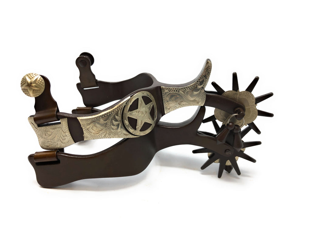 AJ Tack Men's Antique Brown Texas Star Spurs