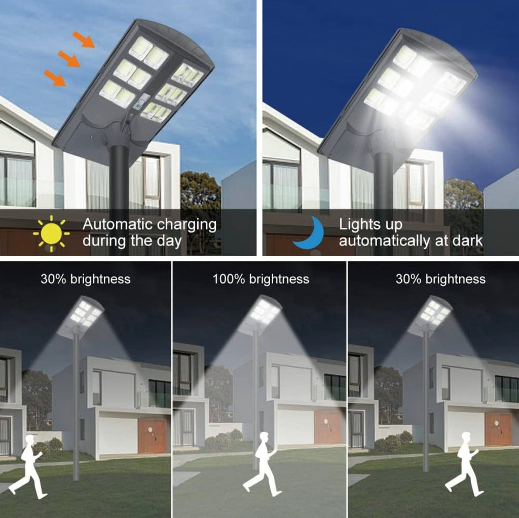 2600W Solar Street Lights Outdoor,Solar Security Flood Lights 42000lumens 6500K Dusk to Dawn Without Motion Sensor IP66 Waterproof for Parking Lot,Stadium,Garden,Yard,Basketball