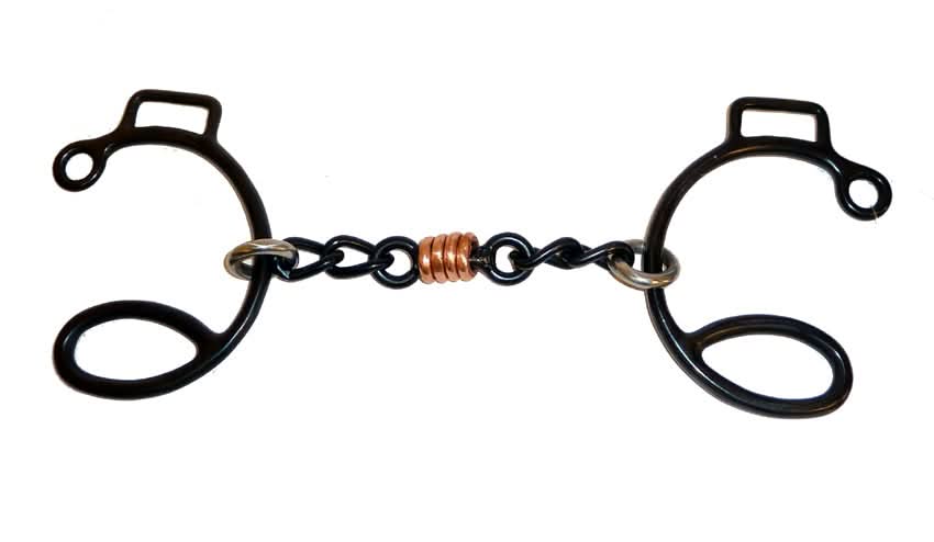 AJ Tack Sweet Iron Six Three Piece Copper Dog Bone Chain Gag Bit