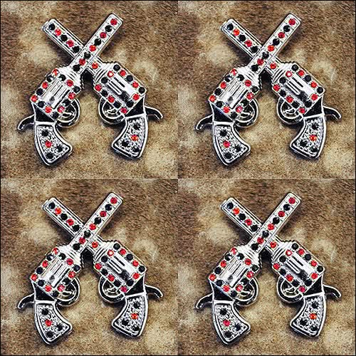 Western Screw Back Concho Crystal Bling Cross Pistol Saddle Cowgirl