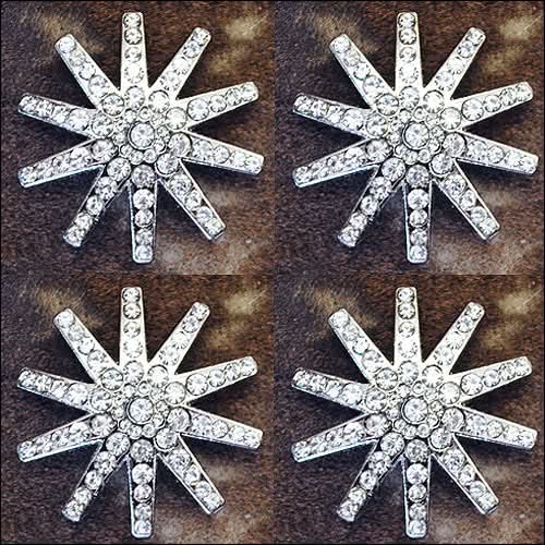 Western Screw Back Concho Clear Spur Bling Headstall Tack Cowgirl