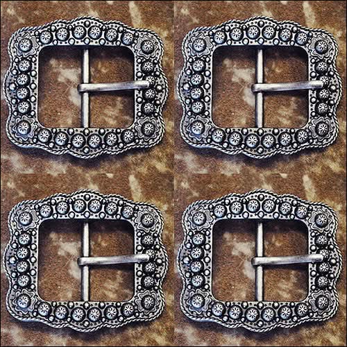 Western Screw Back Concho Silver Finished Belt Buckle With Rope Edge