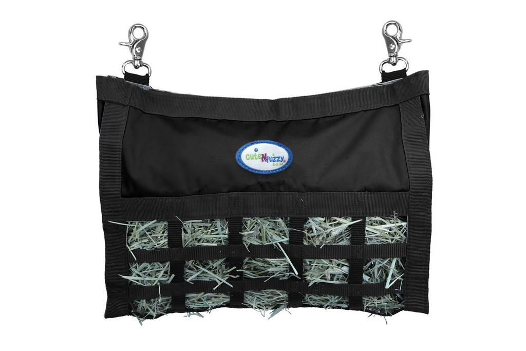 CuteNFuzzy Rabbit & Guinea Pig Hay Bag Feeder with Super Tough Bottom® Design | 25 Feeding Openings | Large 15" x 11" x 3" Hanging Hay Feeder | Less Waste, Cleaner Cage | Made in USA Design