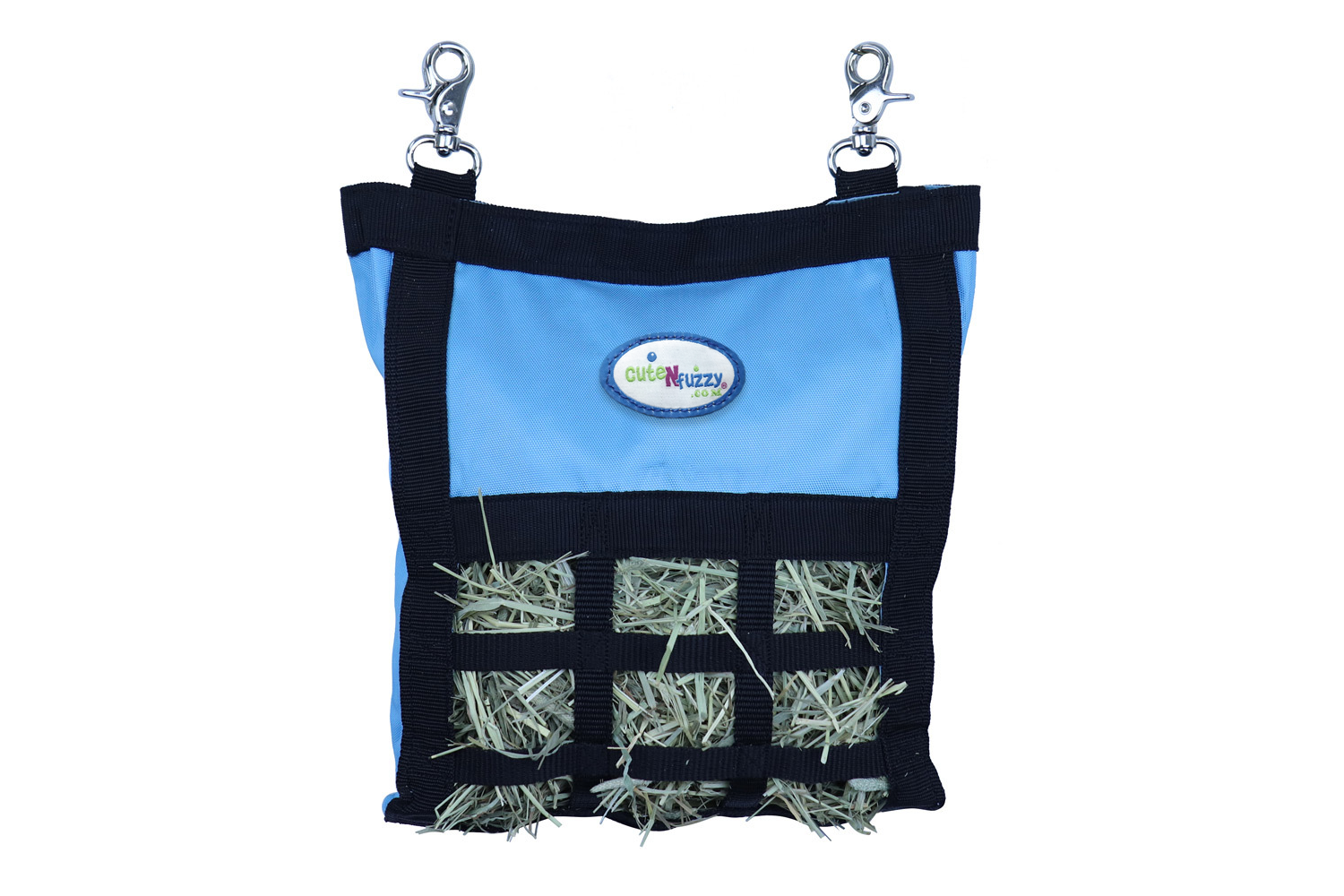 CuteNFuzzy Rabbit & Guinea Pig Hay Bag Feeder with Super Tough Bottom® Design | 15 Feeding Openings | Small 10" x 11" x 3" Hanging Hay Feeder | Less Waste, Cleaner Cage | Made in USA Design