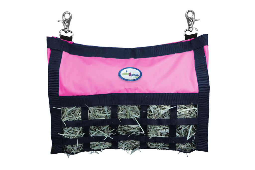 CuteNFuzzy Rabbit & Guinea Pig Hay Bag Feeder with Super Tough Bottom® Design | 25 Feeding Openings | Large 15" x 11" x 3" Hanging Hay Feeder | Less Waste, Cleaner Cage | Made in USA Design