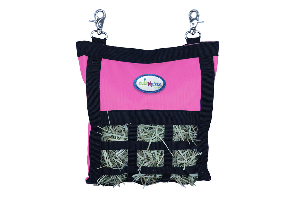 CuteNFuzzy Rabbit & Guinea Pig Hay Bag Feeder with Super Tough Bottom® Design | 15 Feeding Openings | Small 10" x 11" x 3" Hanging Hay Feeder | Less Waste, Cleaner Cage | Made in USA Design