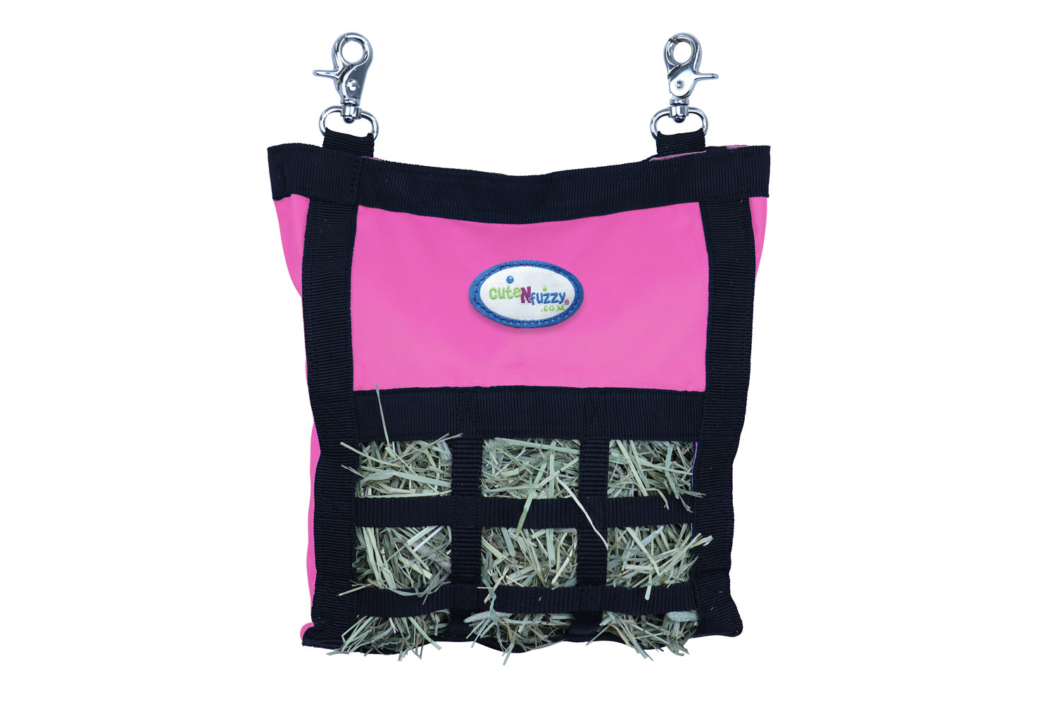 CuteNFuzzy Rabbit & Guinea Pig Hay Bag Feeder with Super Tough Bottom® Design | 15 Feeding Openings | Small 10" x 11" x 3" Hanging Hay Feeder | Less Waste, Cleaner Cage | Made in USA Design