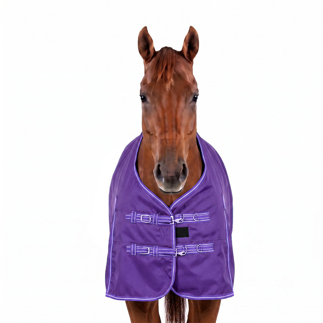 TuffRider 1200 D Comfy Winter Medium Weight Ripstop Turnout Blanket w/ Detachable Neck- 200 GSM