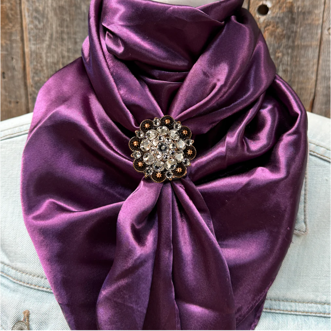 35X35" Solid Plum Wild Rag / Scarf WRS21 - Crystal Concho Wild Rag Slides - Assorted