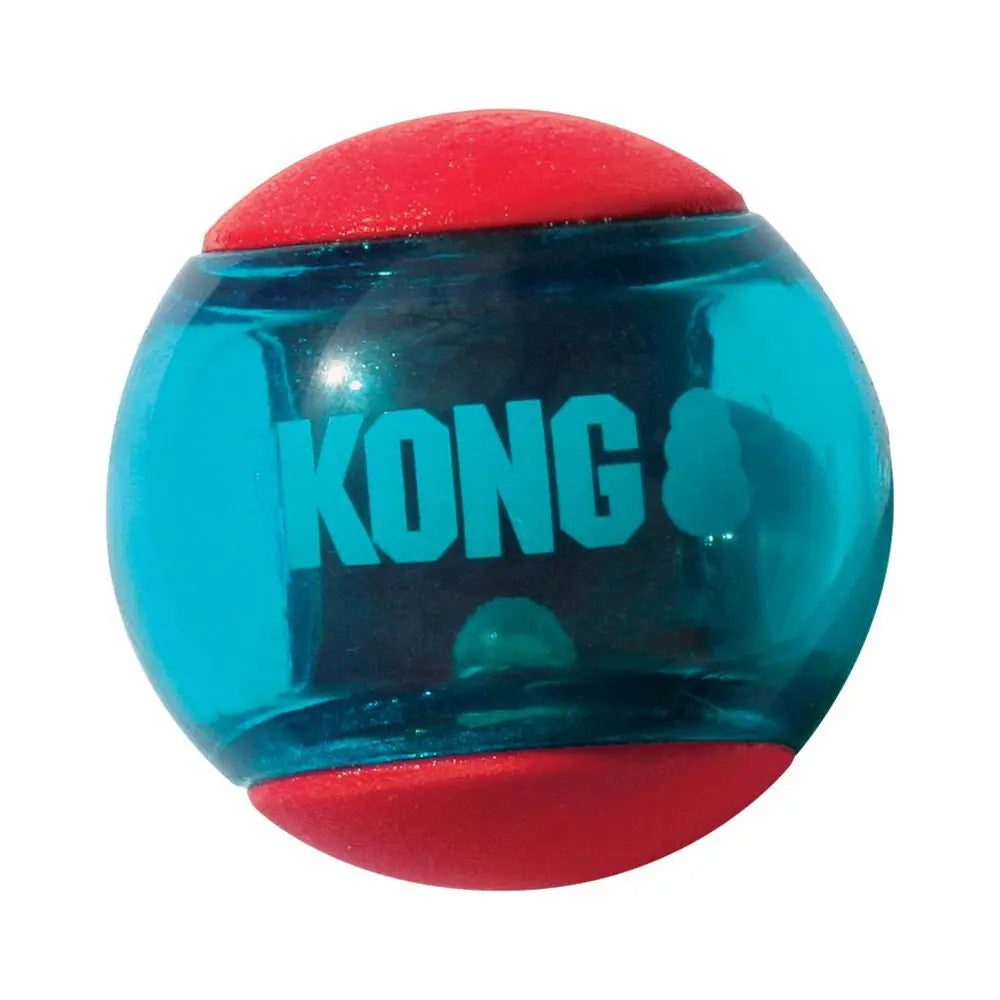 KONG Squeezz Action Ball Red 2 Count Large Squeaky Dog Fetch Toy 3"