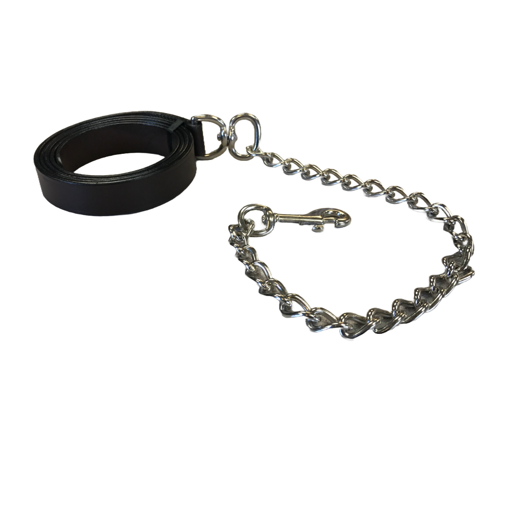 DERBY ORIGINALS MULTIPURPOSE FLAT LEATHER LEAD FOR CATTLE, HORSE OR DOG WITH CHAIN AND SWIVEL SNAP-One Year Limited Warranty