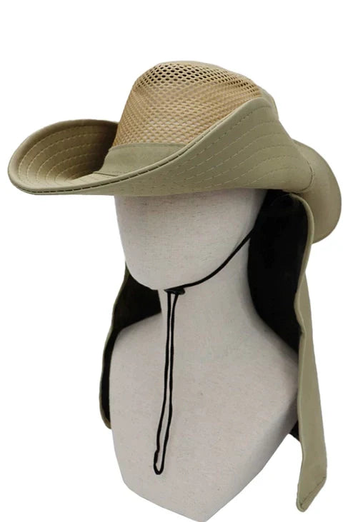 Fisherman Hat with Extra Wide Neck Cover|KHAKI