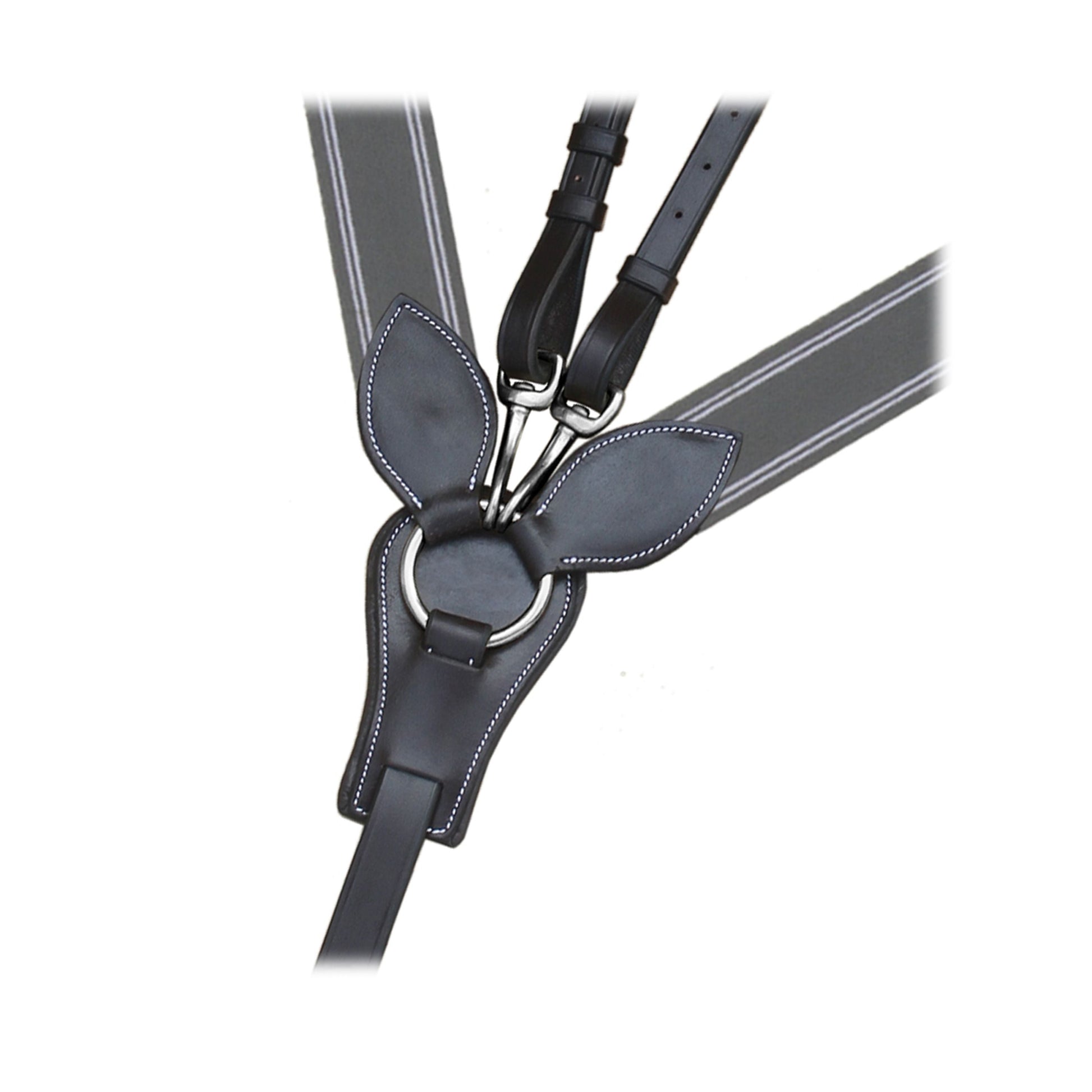 ExionPro Wide Elastic 3 Point Breastplate - Grey Elastic & White Lines