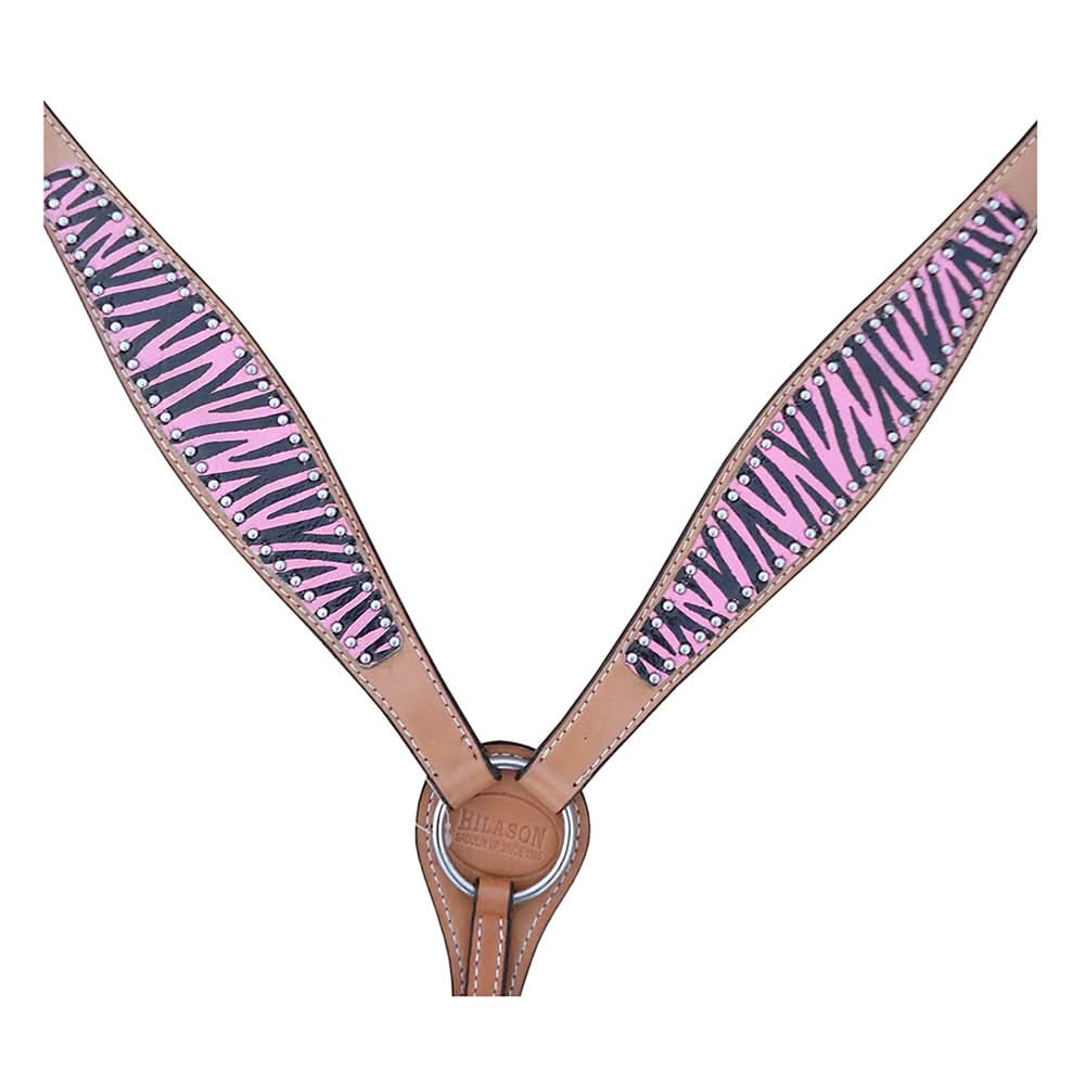 HILASON Western Horse Leather Headstall & Breast Collar Tack Set Zebra