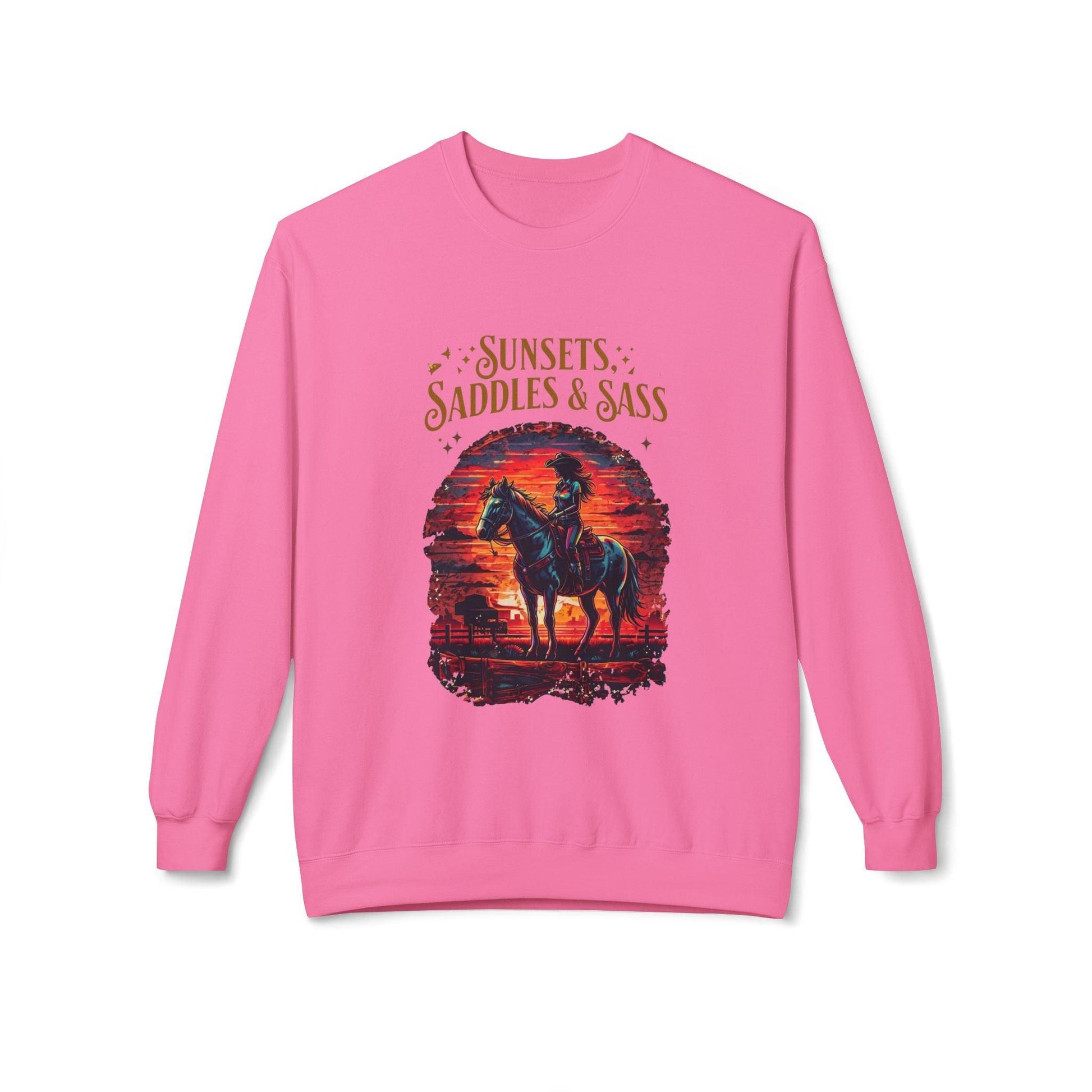 Sunsets Saddles and Sass Softstyle Fleece Crewneck Sweatshirt
