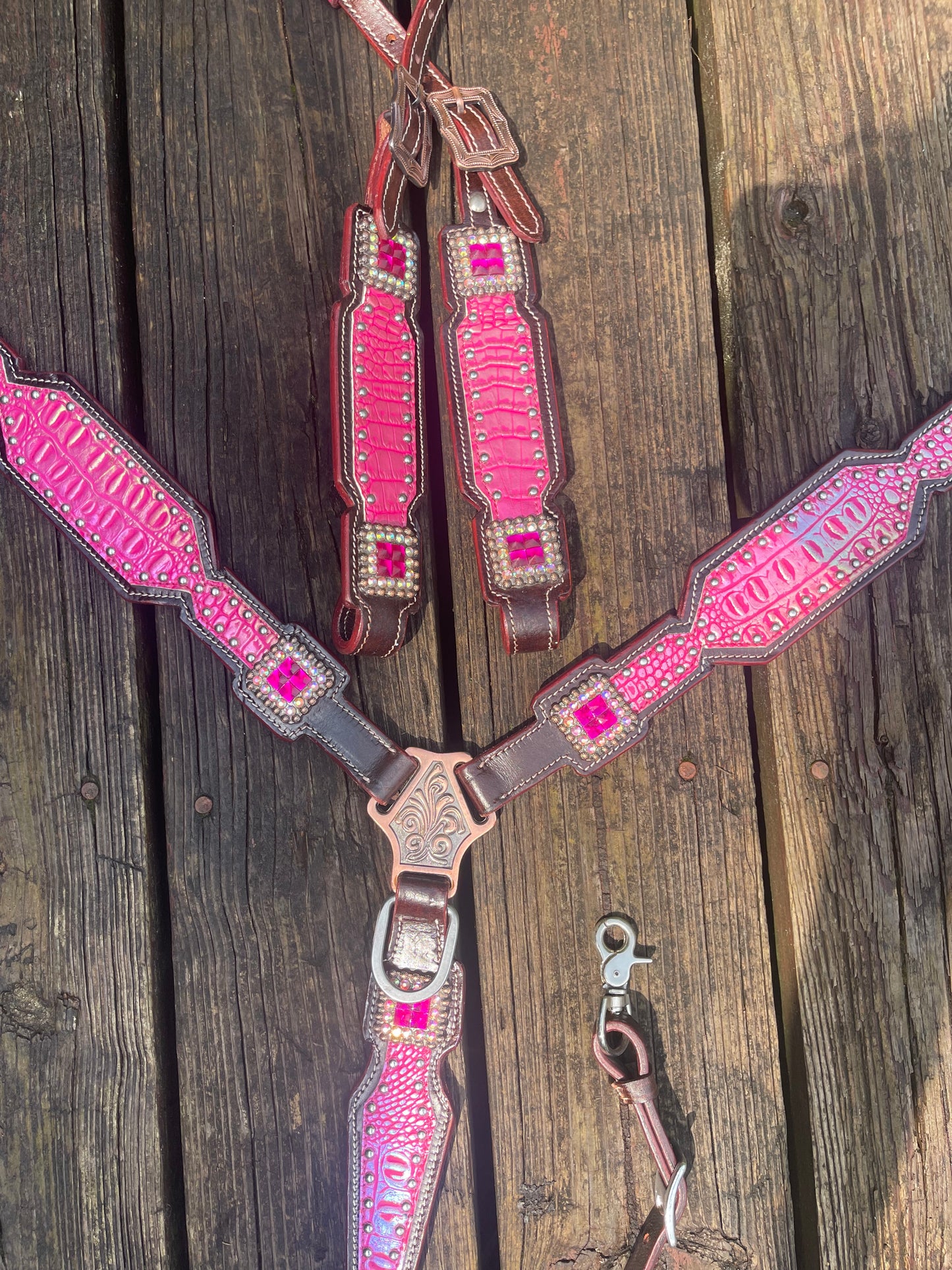 Pre Order Hot Pink tack set on dark brown