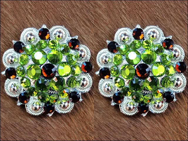 Perstop Green Brown Crystals Berry Headstall Saddle Hilason