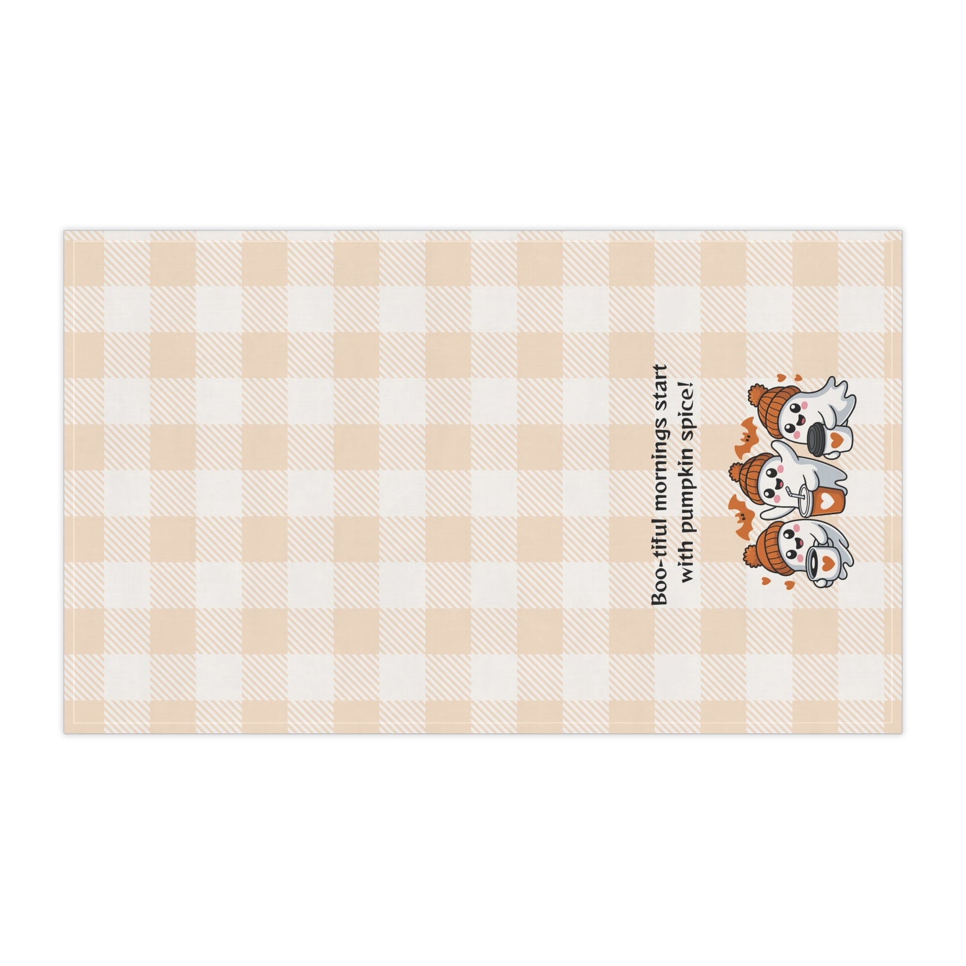 Cozy Fall Tea Towels | "Boo-tiful Mornings with Pumpkin Spice" | Perfect for Autumn, Halloween, Kitchen Decor, Gift Idea