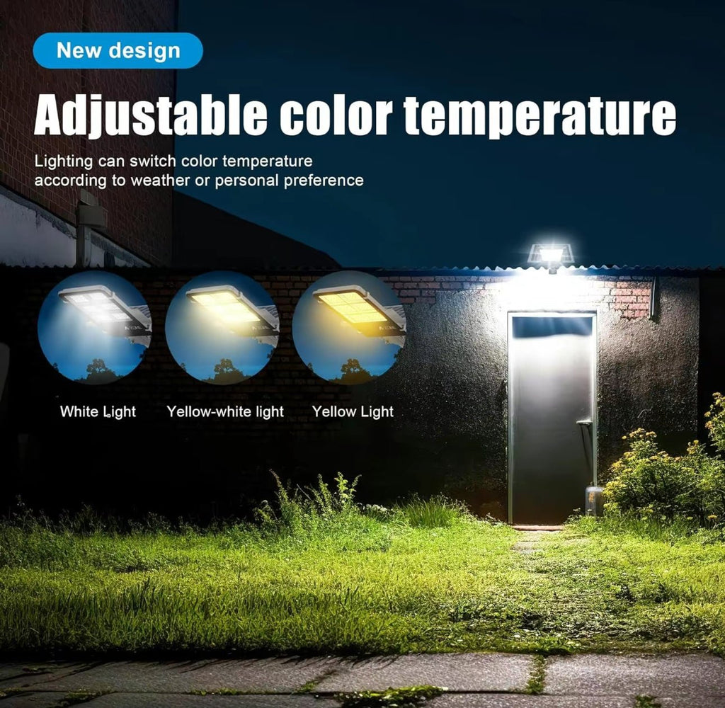 3800W Tri-Color Solar Street Lights Outdoor - Multi-Color
Adjustable Lighting - 7000K LED Street Light with Remote Control - Ideal for Parking Lot, Yard, Plaza - solar parking lot lights