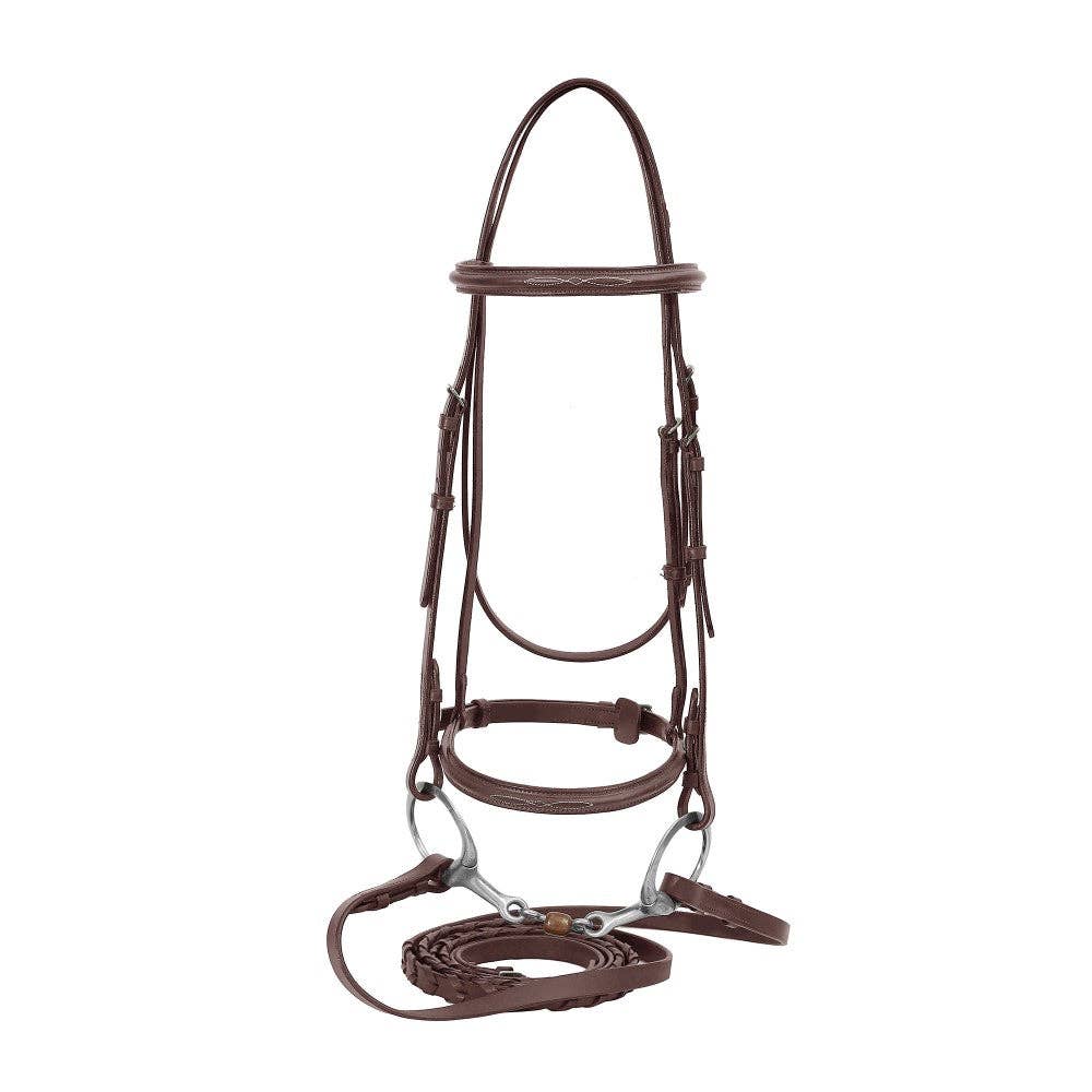Henri de Rivel Advantage Fancy Raised Snaffle Bridle – Traditional Hunter/Jumper Bridle with Laced Reins