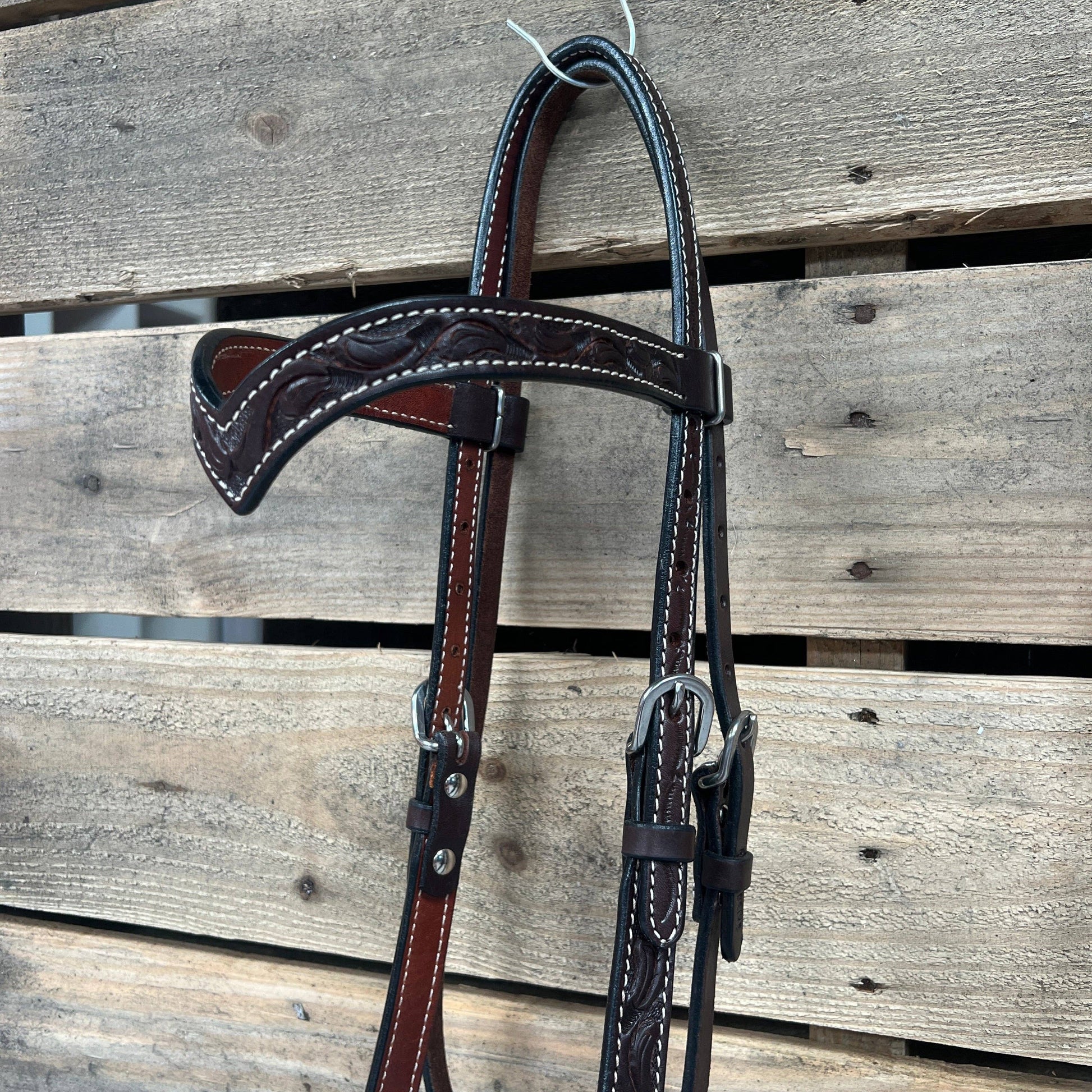 Dark Oil Floral V-Brow Tan Loping Hackamore