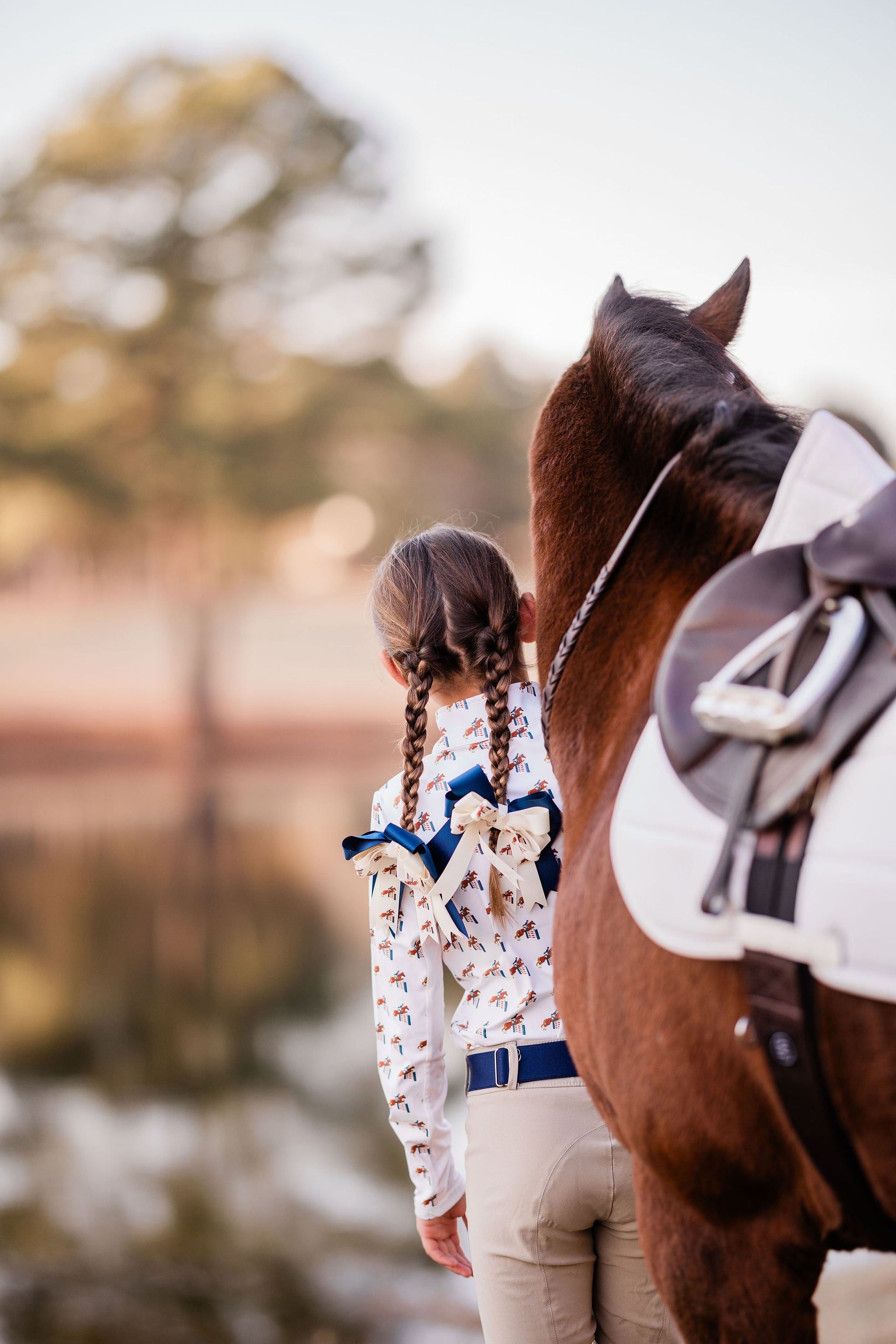 Equestrian Horse Show Bow, Jumping Horse Pattern