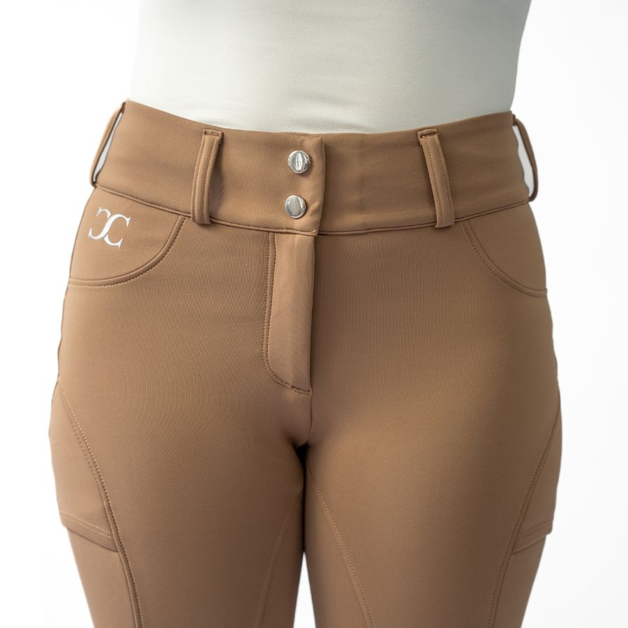 Beige Mid-Weight Winter Knee Patch Breeches With Free Belt