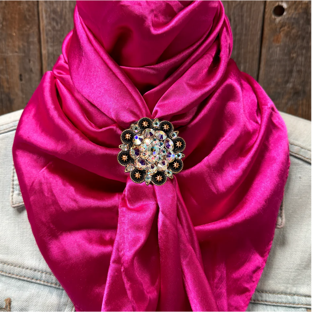 35X35" Solid Fuchsia Wild Rag / Scarf WRS12 - Crystal Concho Wild Rag Slides - Assorted