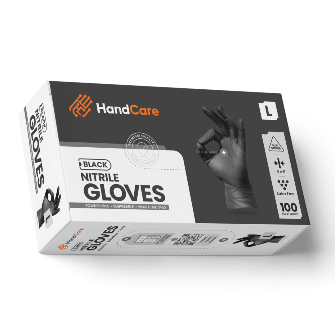 HandCare Black Nitrile Gloves - Exam Grade, Powder Free (4 Mil) - BOGO 20% OFF