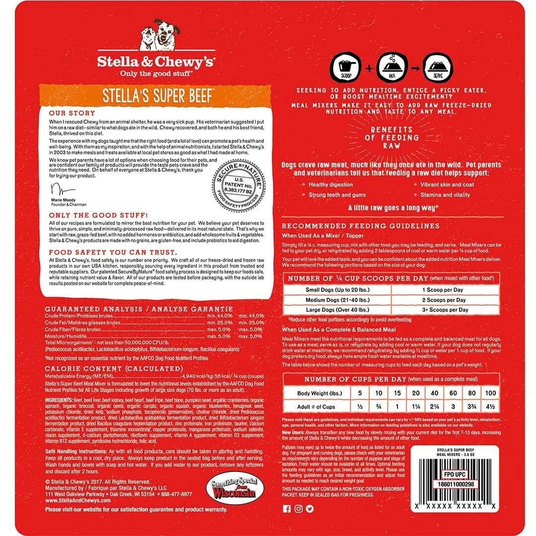 Stella & Chewy's Freeze Dried Meal Mixers Beef Dog Food (8oz)