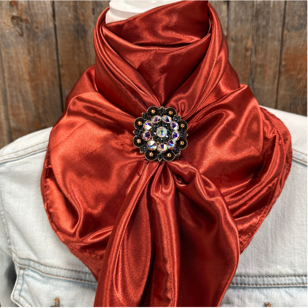 35X35" Solid Rust Wild Rag / Scarf WRS16 - Crystal Concho Wild Rag Slides - Assorted